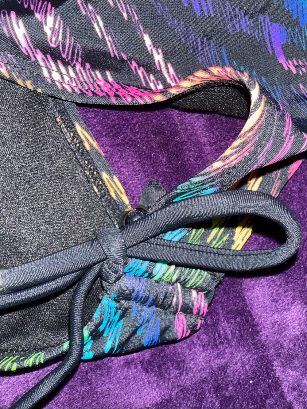 OP Multicolor Wave-Print One-Piece Swimsuit with Black Trim - Picture 3 of 6